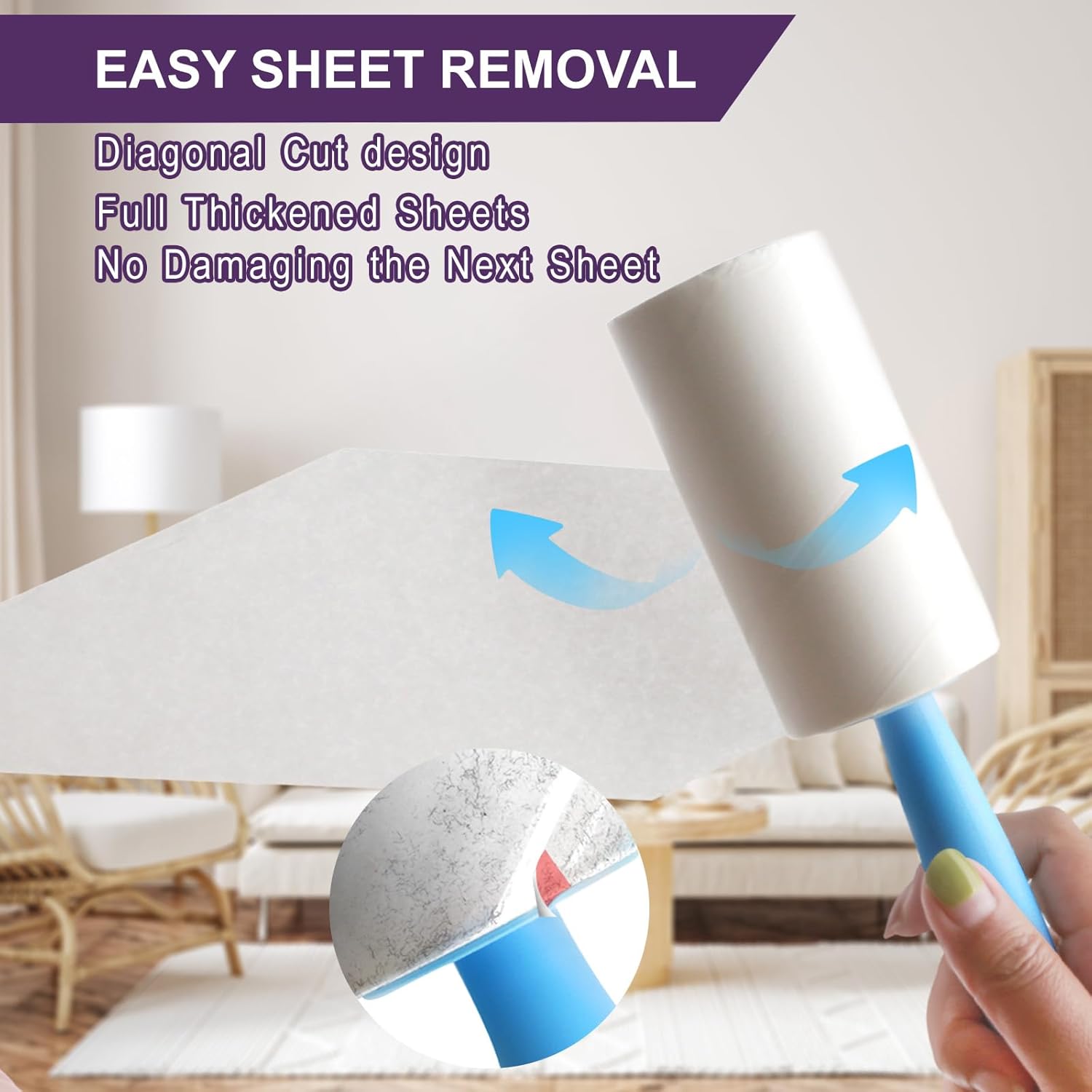 Lint Rollers for Pet Hair Extra Sticky, 220 Sheets/2 Lint Roller Refills with 1 Durable Handles, Pet Hair Roller for Clothes, Furniture, Carpet