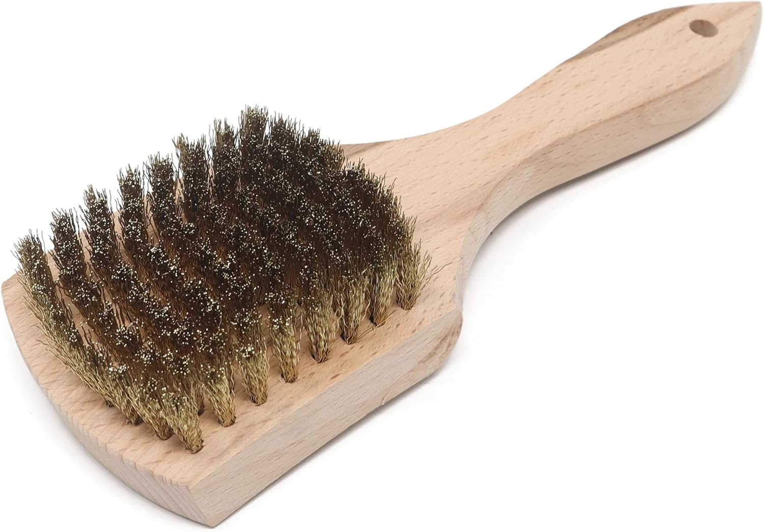 Brass Wire Utility Scrub Brush for Cleaning 9" Hardwood Handle (Made in USA)